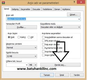 Winrar ile dosya şifreleme adım 1